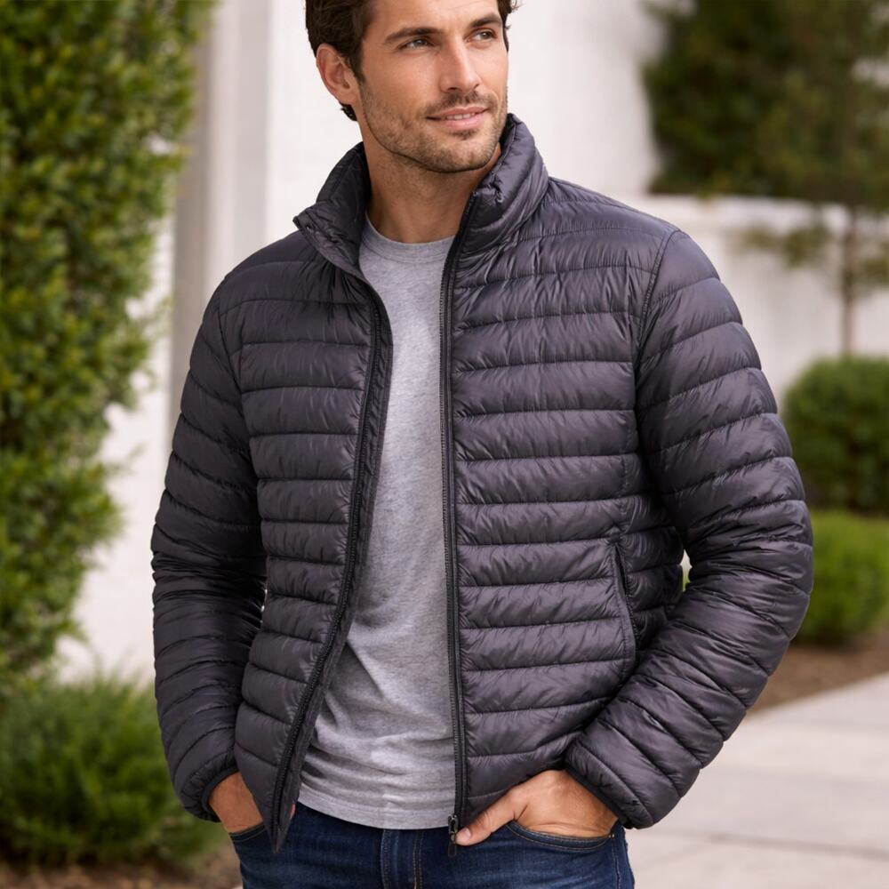 32 Degrees Heat Packable Ultra Light Weight Puffer Jacket Black Mens M Gorpcore